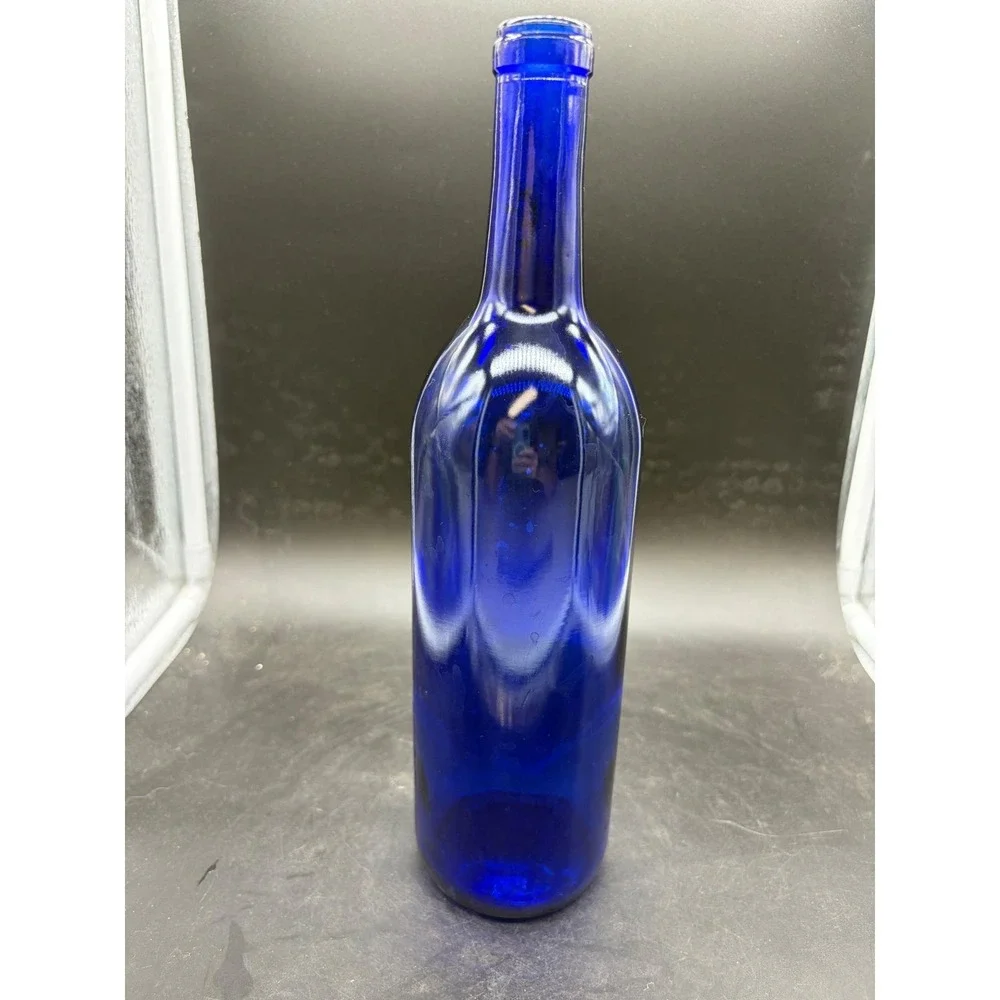 Vintage Cobalt Blue Glass Wine‎ Bottle Decorative Bud Vase 11.75 Inch Tall